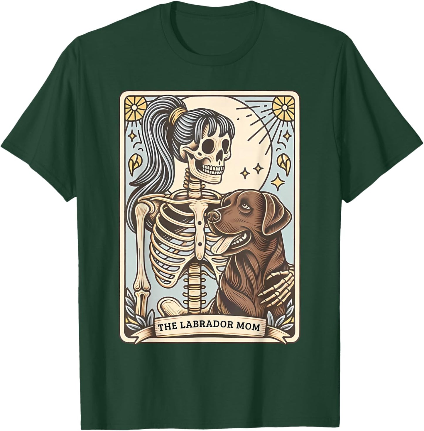 Funny Skeleton Chocolate Lab Mom Tarot Card Witchy Vibes T-Shirt - T-Shirt | Forest