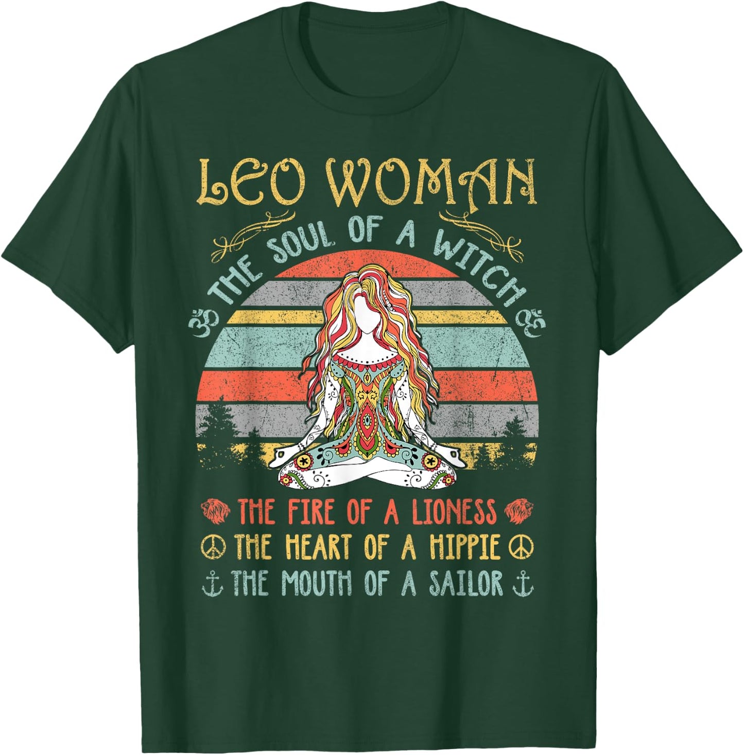 Leo Woman The Soul Of A Witch Vintage Birthday T-Shirt - T-Shirt | Forest