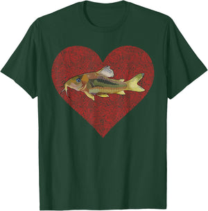 Corydoras Catfish Valentines Day Fish Love Fingerprint T-Shirt - T-Shirt | Forest