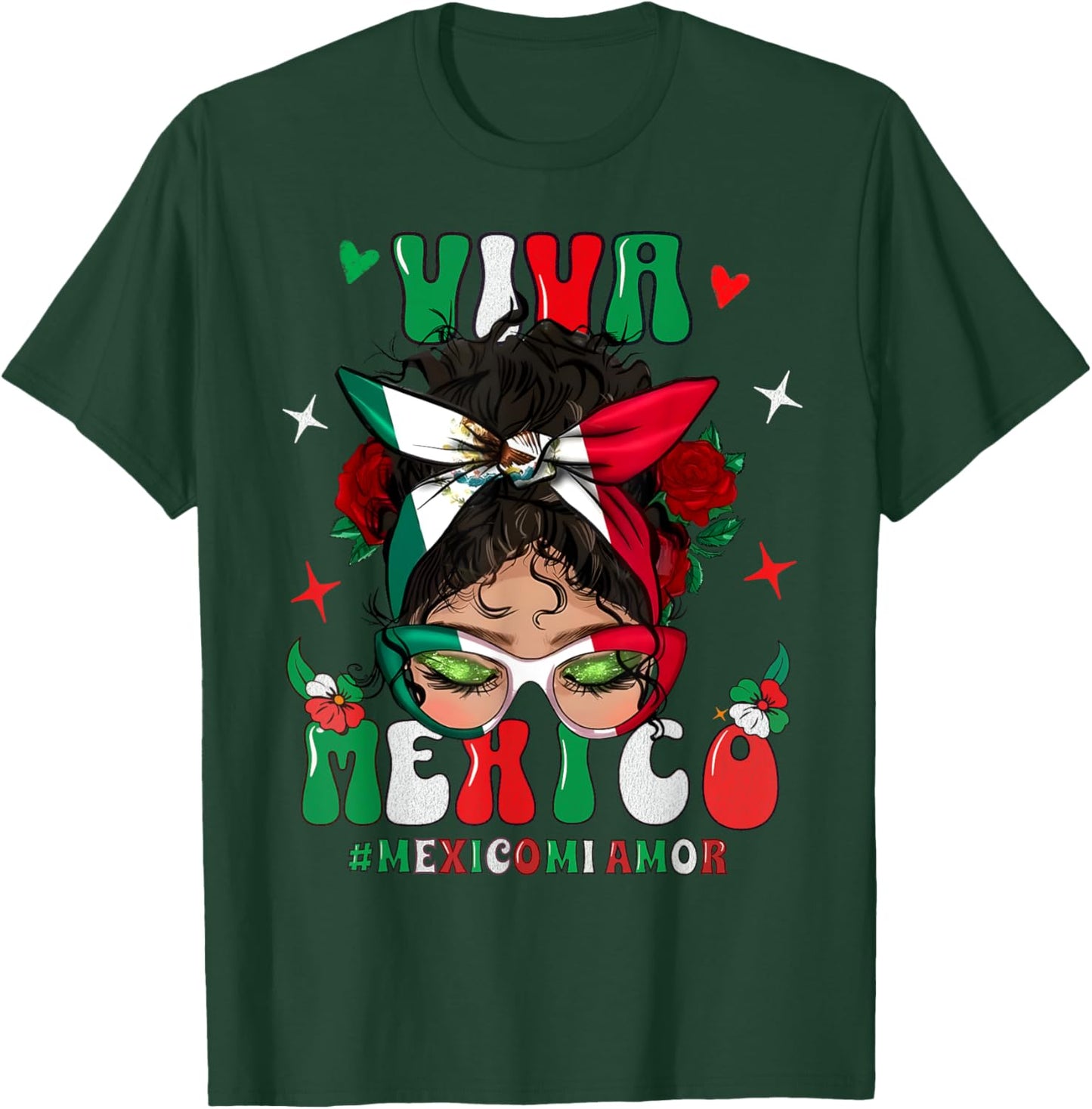 Viva Mexico Apparel Mexican Flag Kids Girl Women Pride T-Shirt - T-Shirt | Forest