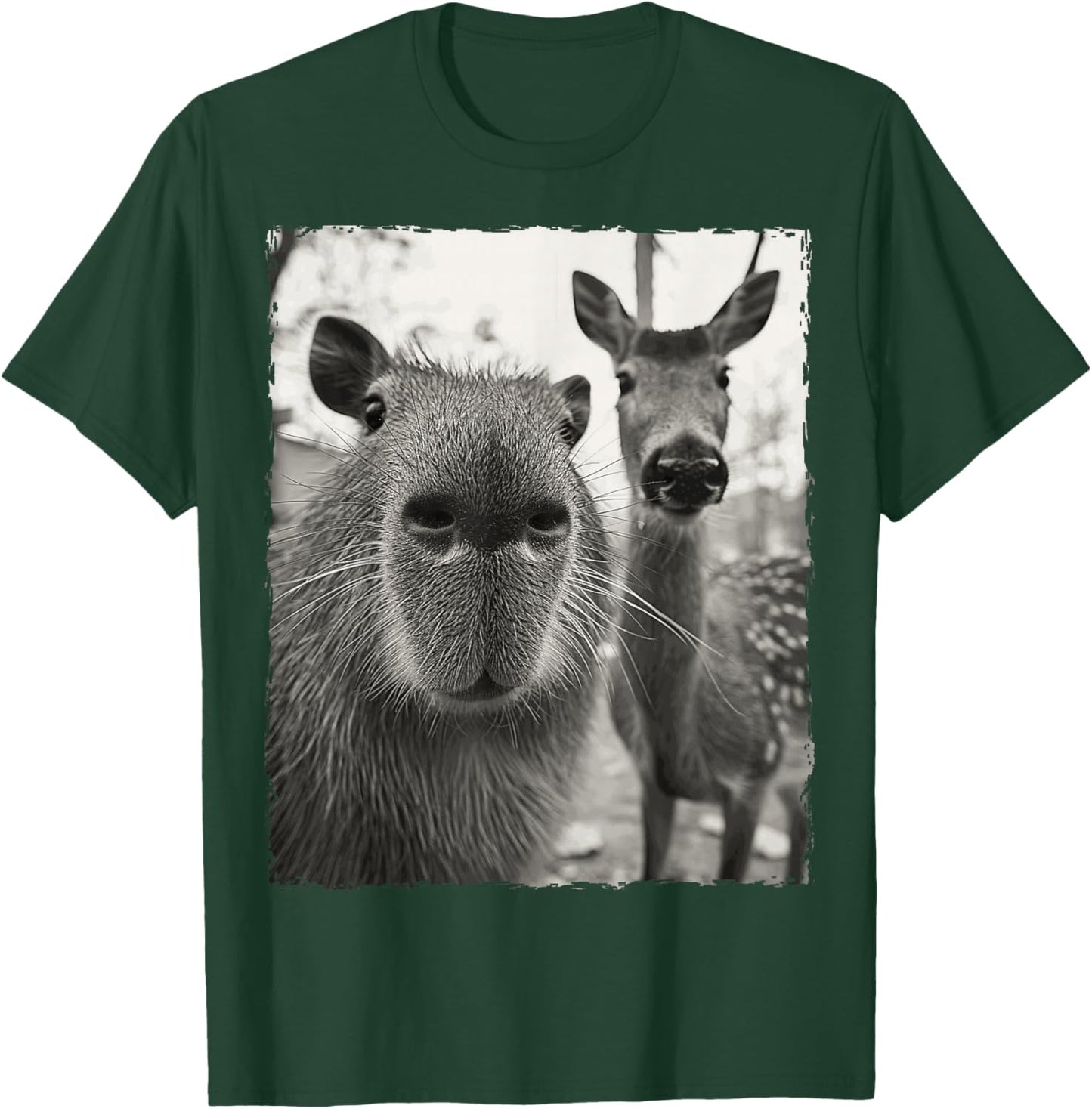 Capybara Selfie With A Deer T-Shirt - T-Shirt | Forest
