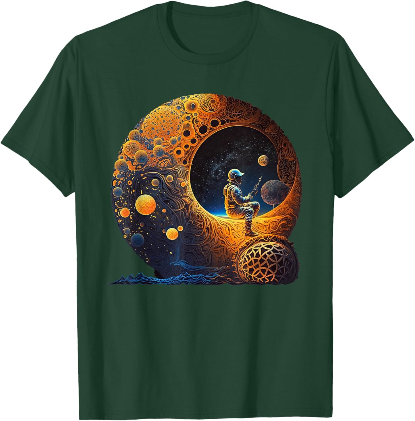 Meditating Astronaut Planets Meditation Astral Travel T-Shirt - T-Shirt | Forest
