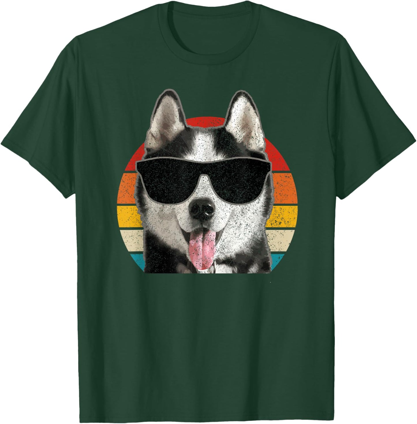 Husky Vintage Sunglasses Funny Siberian Husky T-Shirt - T-Shirt | Forest