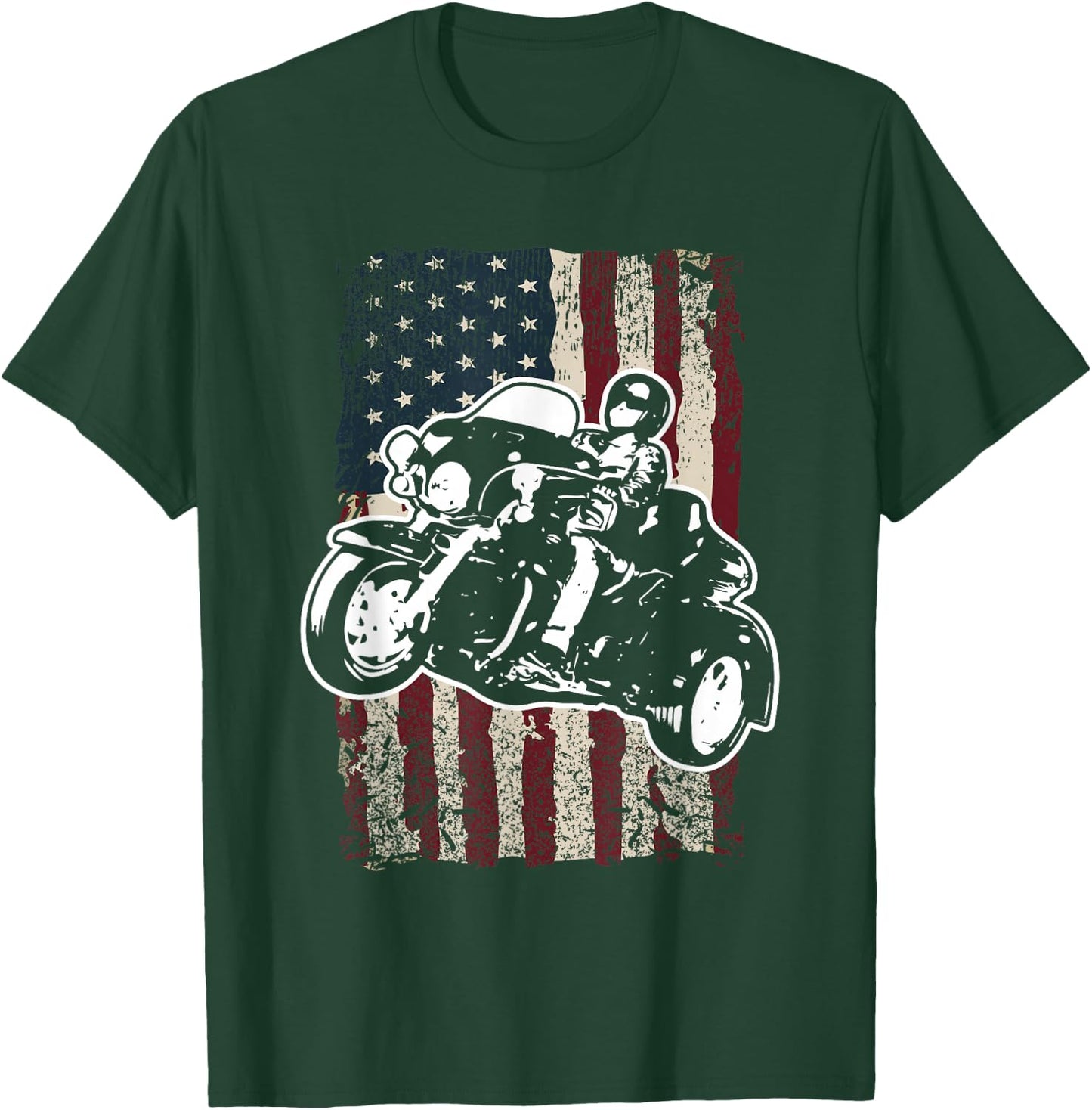 Triker Motorcycle America Trike Biker Gift T-Shirt - T-Shirt | Forest