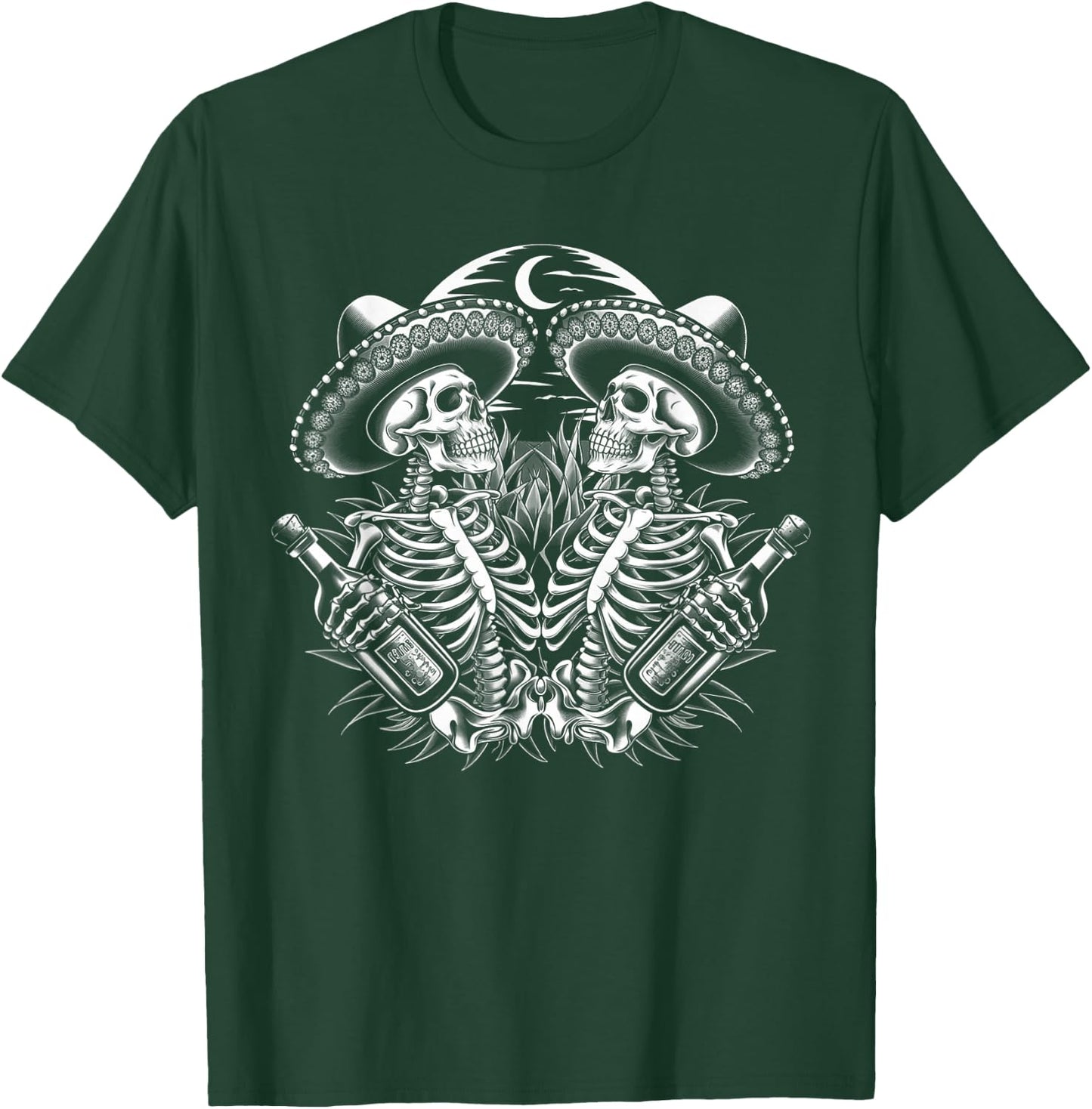Mexico Vintage Skeleton Tequila Dia De Los Muertos Mexican T-Shirt - T-Shirt | Forest