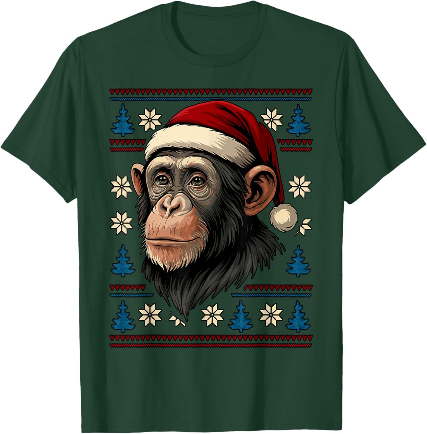 Monkey Ugly Christmas Sweater T-Shirt - T-Shirt | Forest