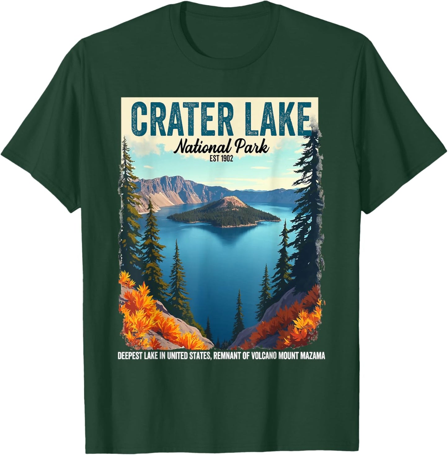 Crater Lake National Park Hiking Camping Hiker Camper T-Shirt - T-Shirt | Forest