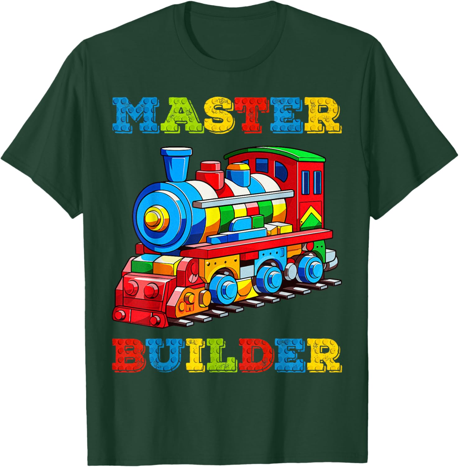 Cute Master Builder Kids Building Blocks Toy Train Lover T-Shirt - T-Shirt | Forest