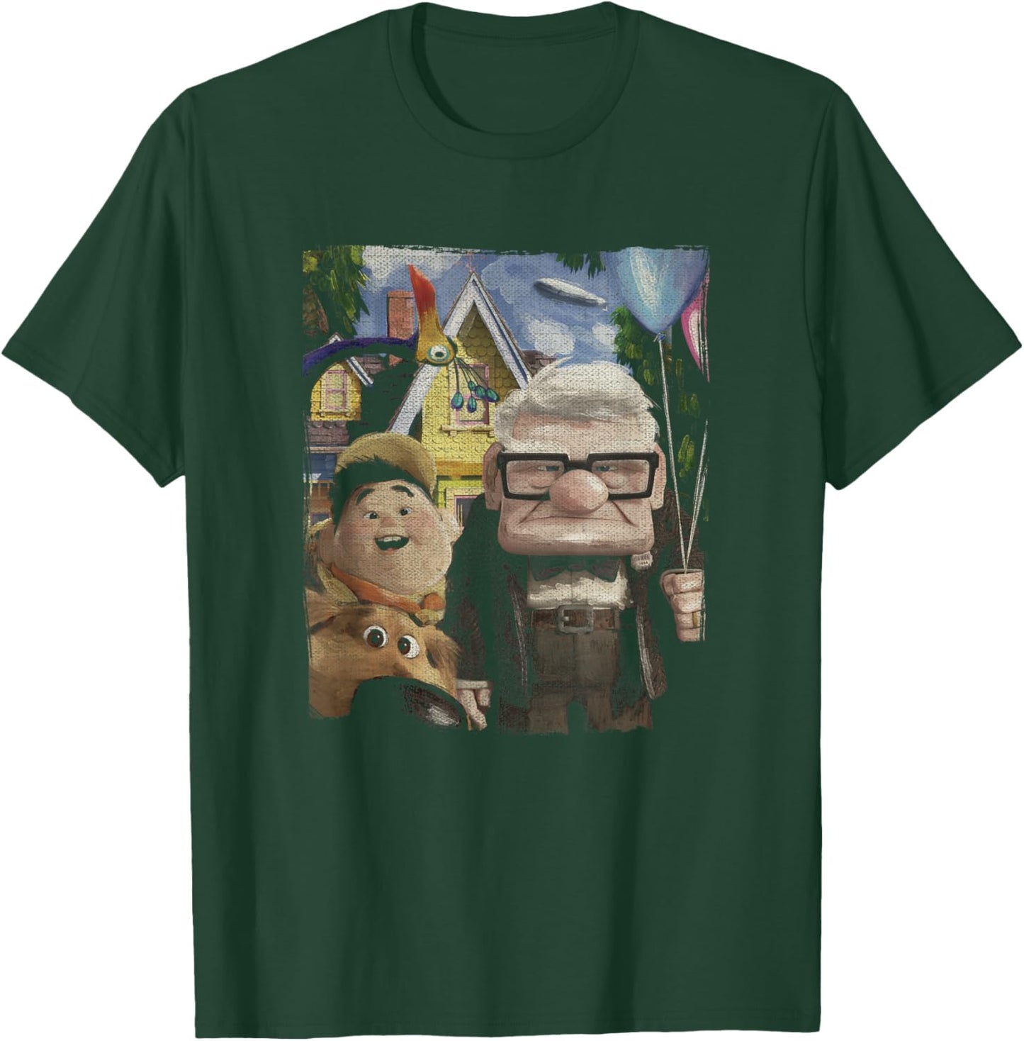Disney Pixar Up Carl Russell Dug & Kevin Vintage Painting T-Shirt - T-Shirt | Forest