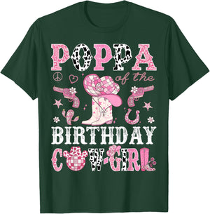 Poppa Of The Birthday Cow-Girl Pink Disco Rodeo Western T-Shirt - T-Shirt | Forest