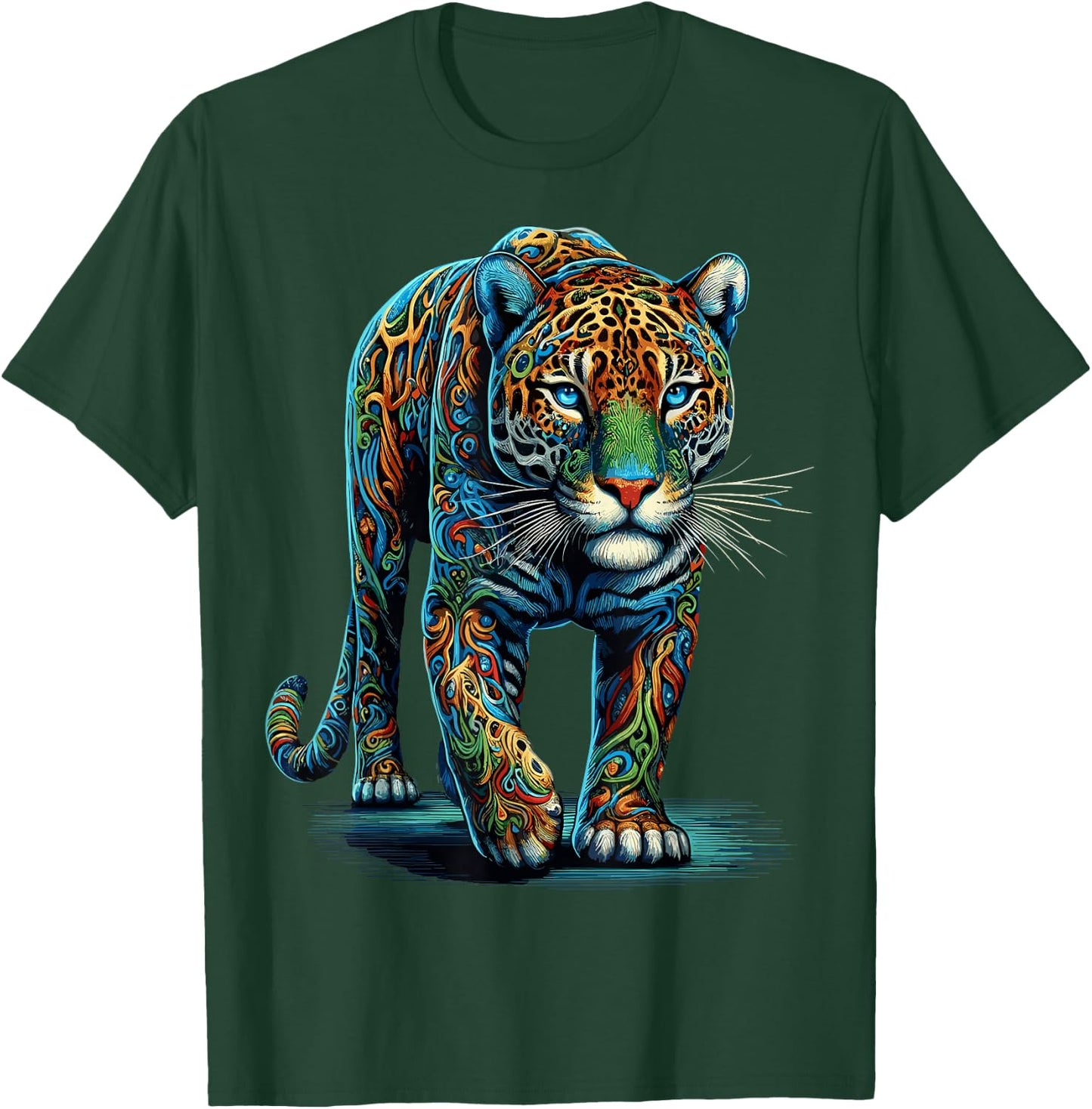 Jaguar Colorful Animal Zoo Jaguars T-Shirt - T-Shirt | Forest