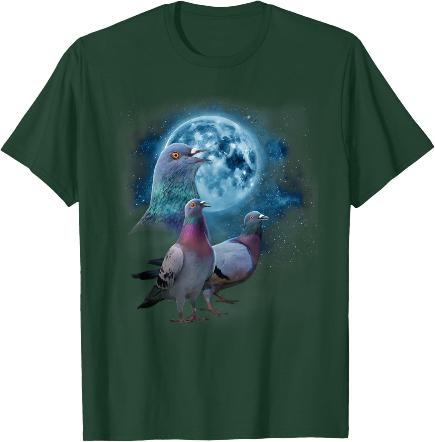 Funny Pigeon Shirt - Funny Pigeons Howling at the Moon T-Shirt - T-Shirt | Forest