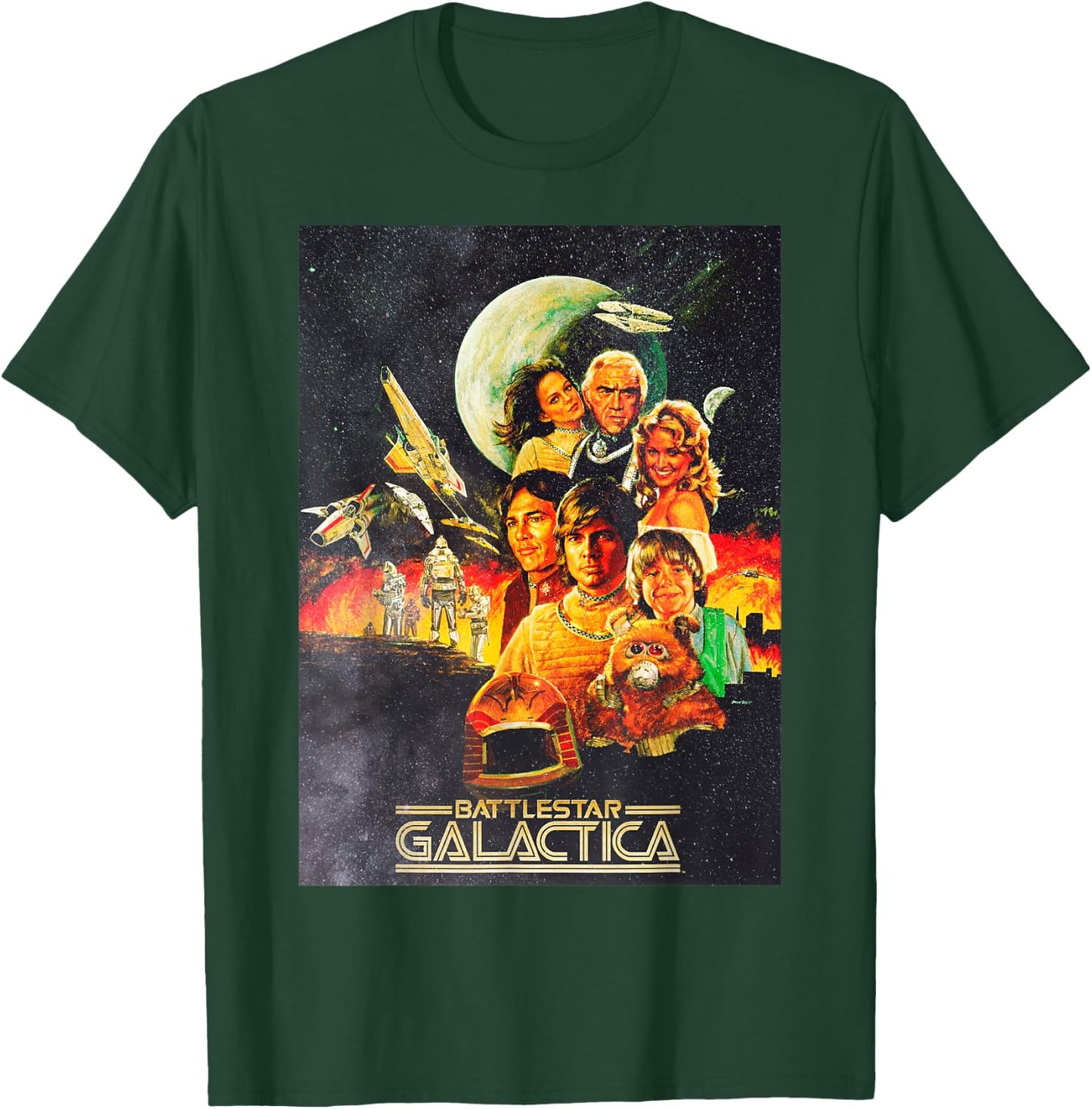 Battlestar Galactica Vintage Poster T-Shirt - T-Shirt | Forest