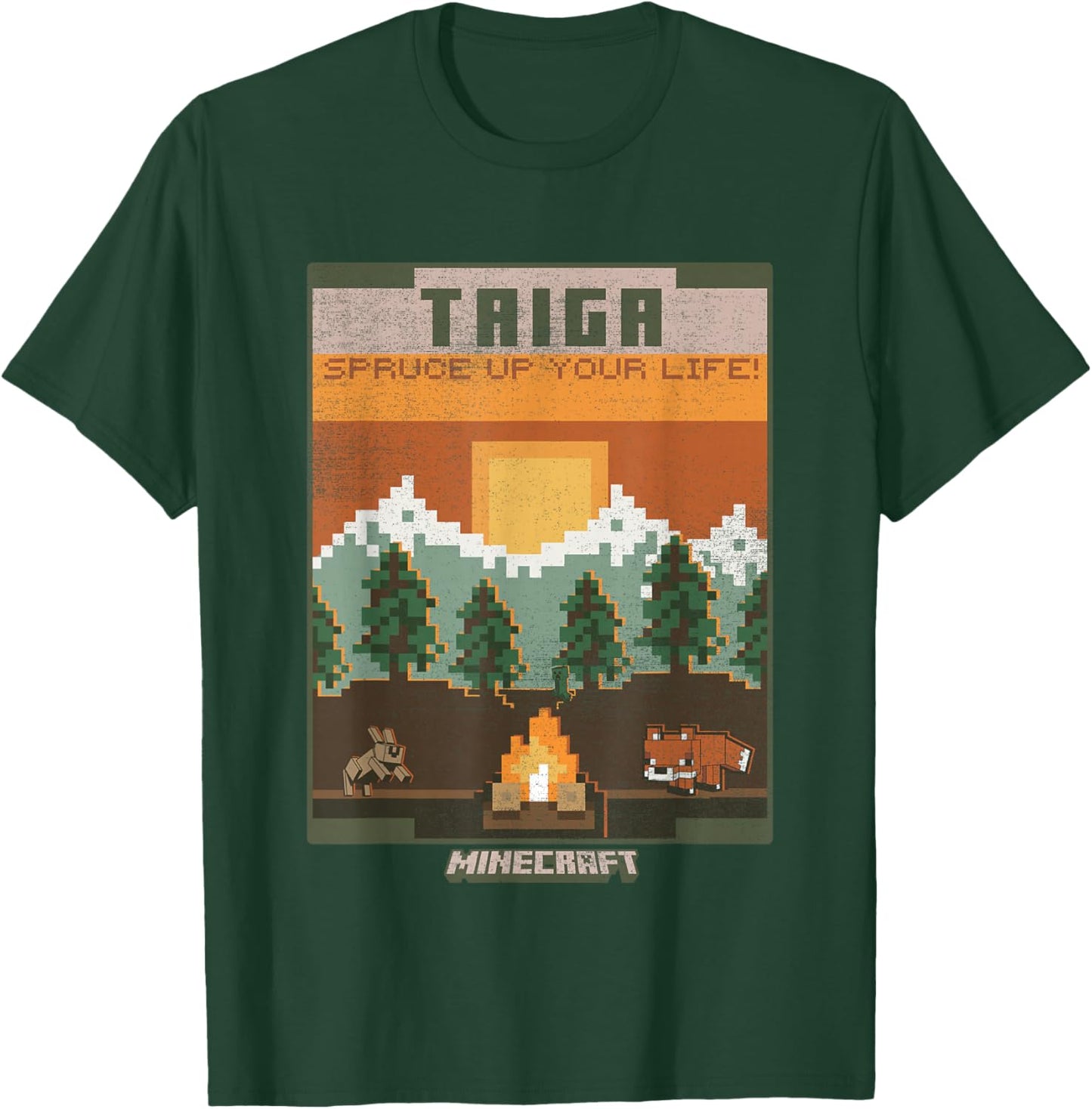 Minecraft Taiga Landscape Spruce Up Your Life Poster Vintage T-Shirt - T-Shirt | Forest
