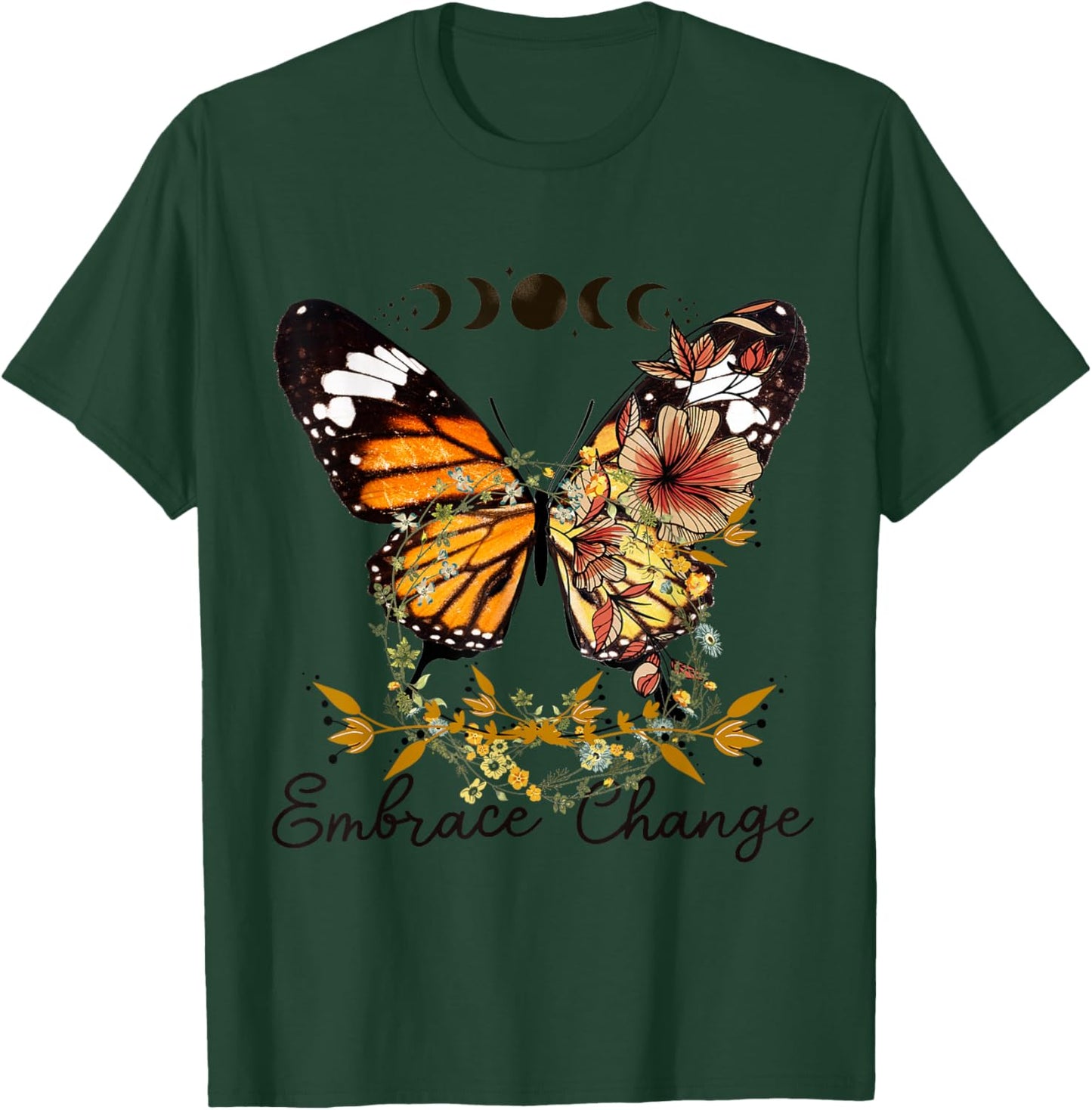 Beautiful butterfly flowers, floral flowers, change design T-Shirt - T-Shirt | Forest