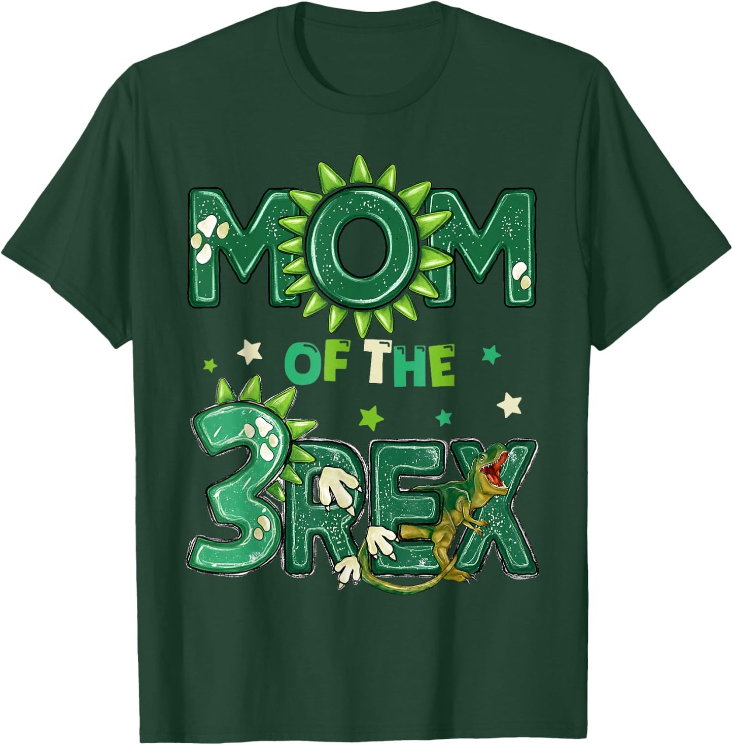 Mom of The Three Rex Birthday Dinosaur Family Matching T-Shirt - T-Shirt | Forest