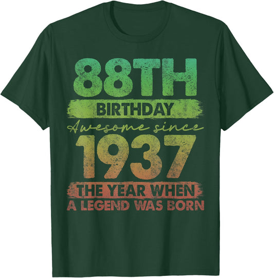 88 Year Old Gifts Vintage 1937 Limited Edition 88th Birthday T-Shirt - T-Shirt | Forest