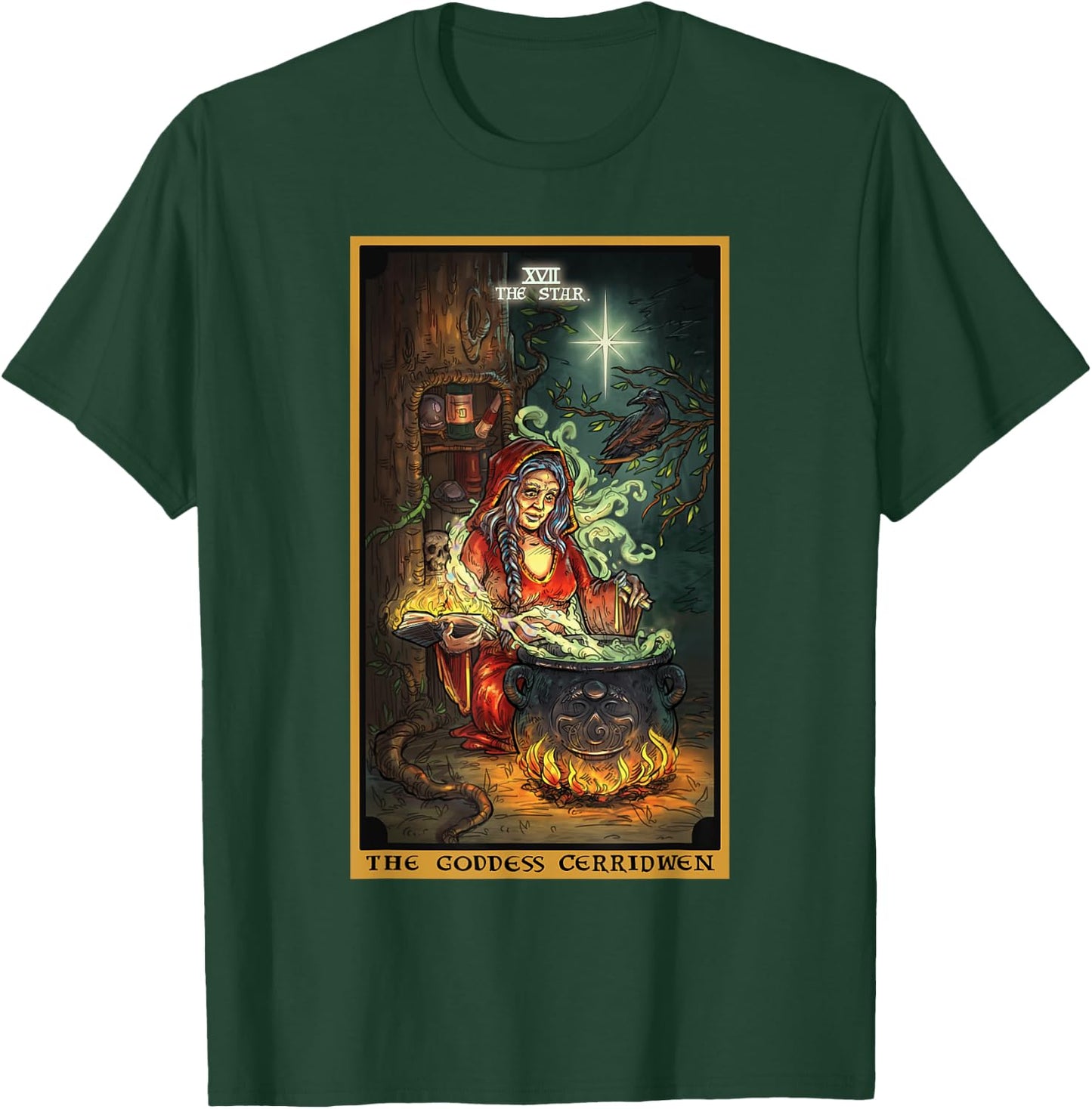 The Goddess Cerridwen The Star Tarot Card Wiccan Pagan Witch T-Shirt - T-Shirt | Forest