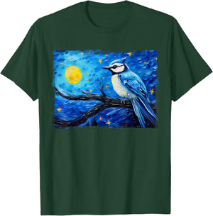 Birds Nature Birding Watching Ornithology Blue Jay Bird T-Shirt - T-Shirt | Forest