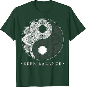 Yin Yang Mandala Seek Balance Native American Shaman T-Shirt - T-Shirt | Forest