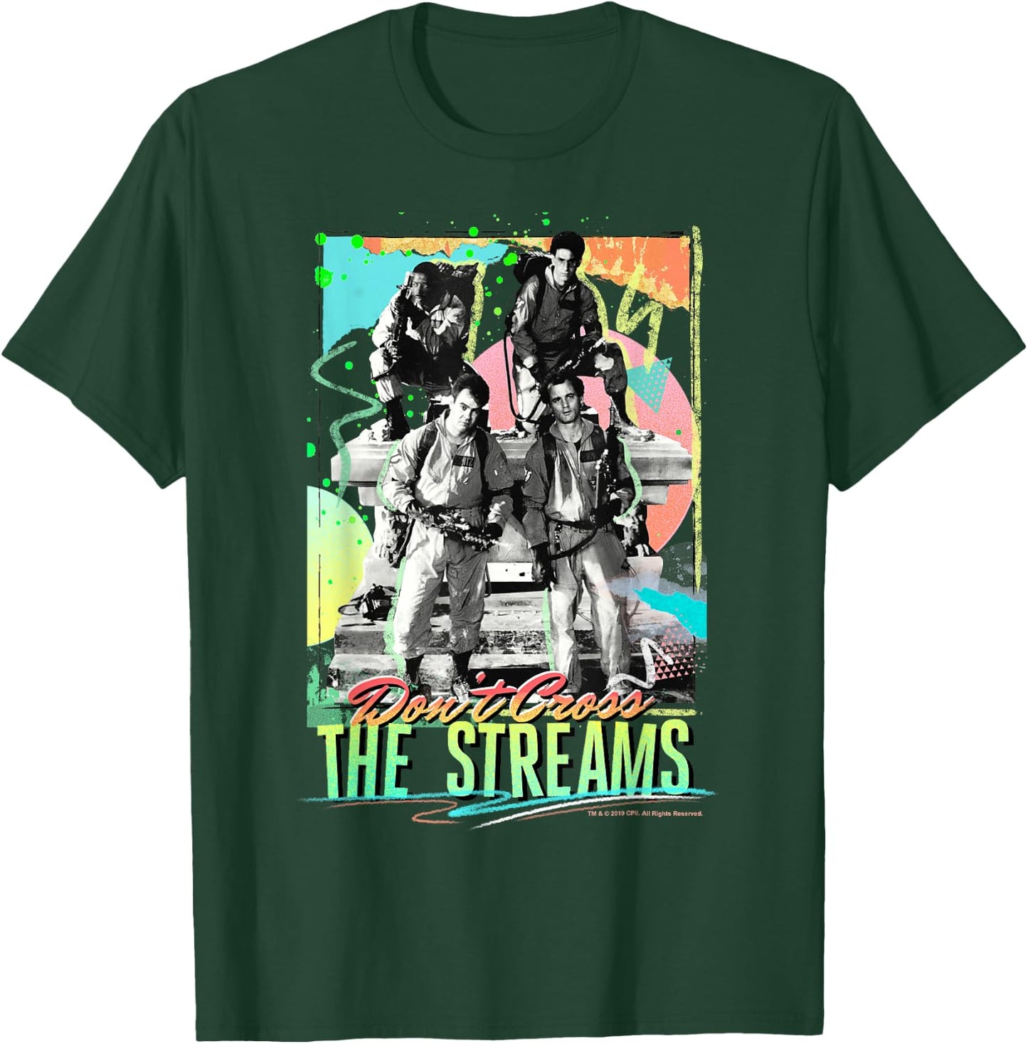 Ghostbusters Don't Cross The Streams Retro Neon Poster T-Shirt - T-Shirt | Forest