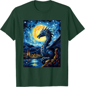 Dragon Starry Night Van Gogh Dragon Lover Art T-Shirt - T-Shirt | Forest