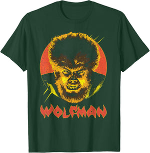 Universal Monsters The Wolfman Circle Portrait T-Shirt - T-Shirt | Forest