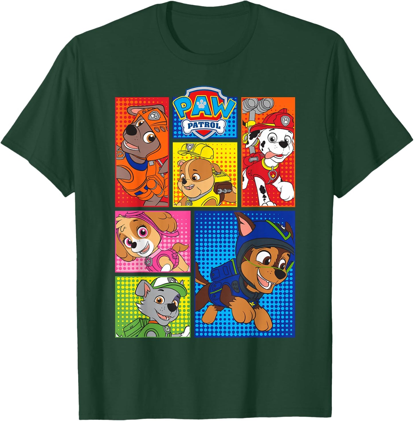 Paw Patrol Group Shot of Pups in Shapes T-Shirt - T-Shirt | Forest