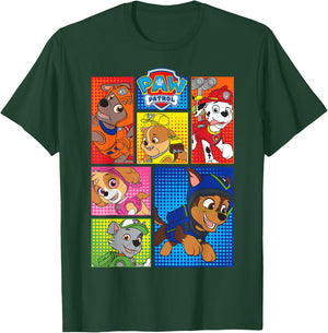 Paw Patrol Group Shot of Pups in Shapes T-Shirt - T-Shirt | Forest