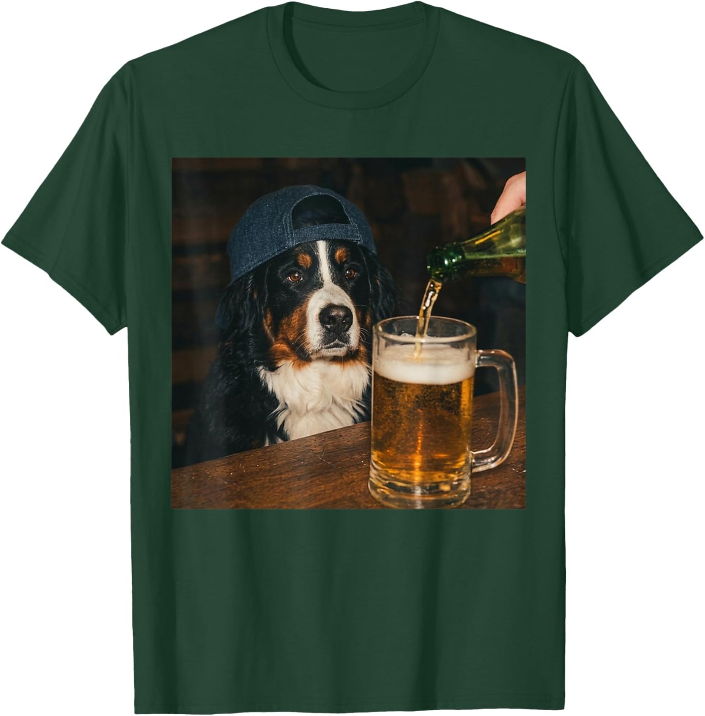Bernese Mountain Dog Drinking Beer Funny Dog Meme T-Shirt - T-Shirt | Forest
