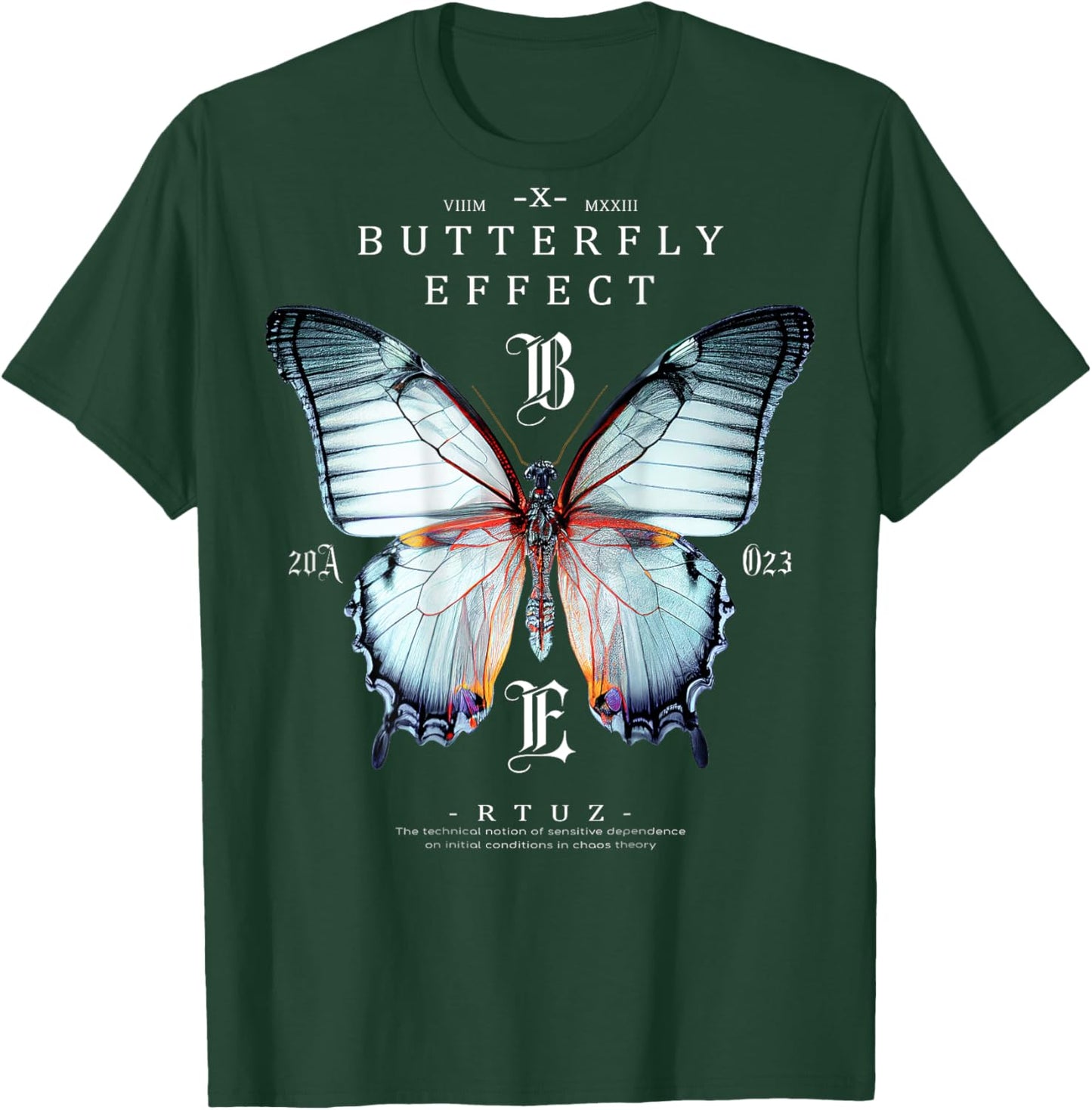 Back Print Streetwear Hip Hop Retro Vintage Moth Butterfly T-Shirt - T-Shirt | Forest