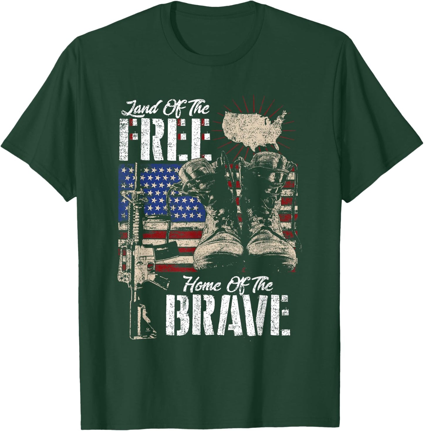 Land of the Free House of the Brave Veteran of the US Army T-Shirt - T-Shirt | Forest
