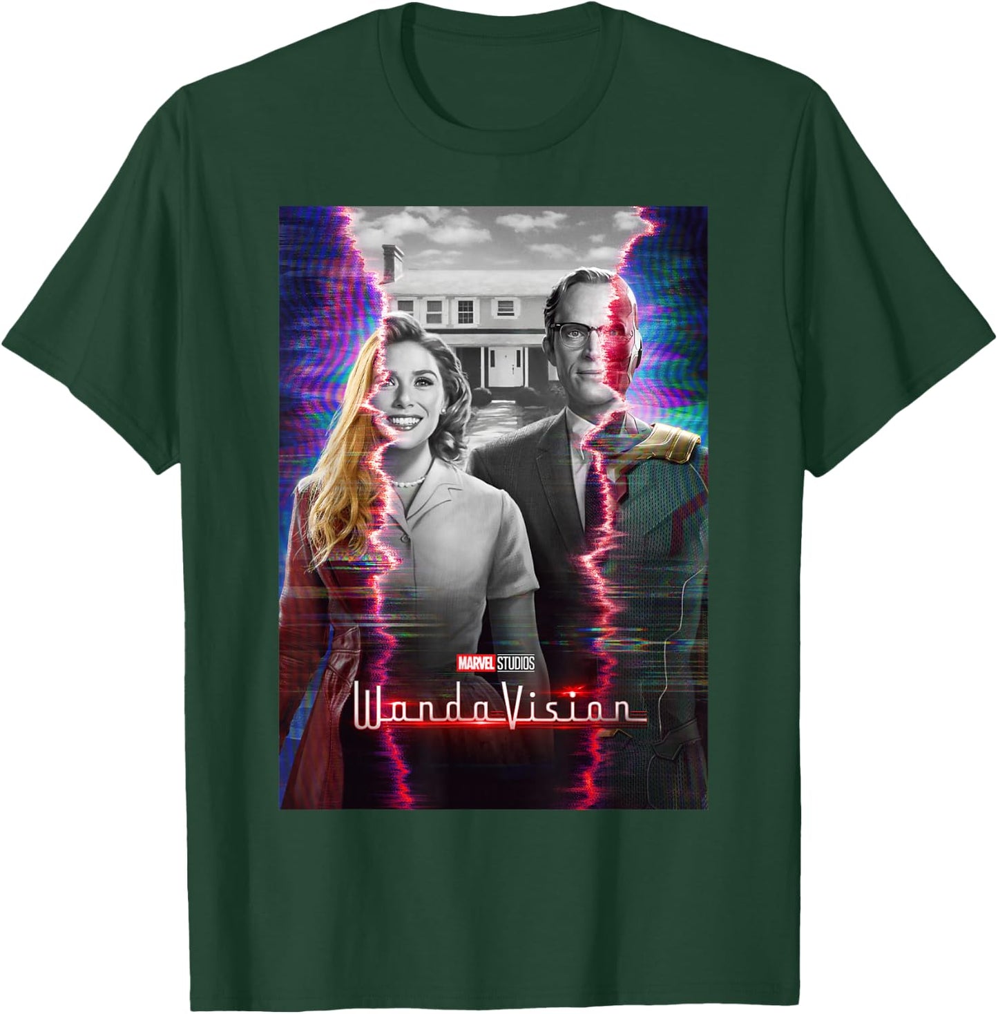 Marvel WandaVision Scarlett with & Vision Glitch Poster T-Shirt - T-Shirt | Forest