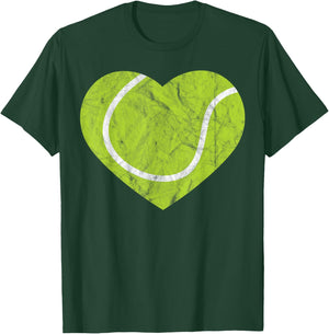 Vintage Tennis Heart Gift Retro Player Valentine's Day T-Shirt - T-Shirt | Forest