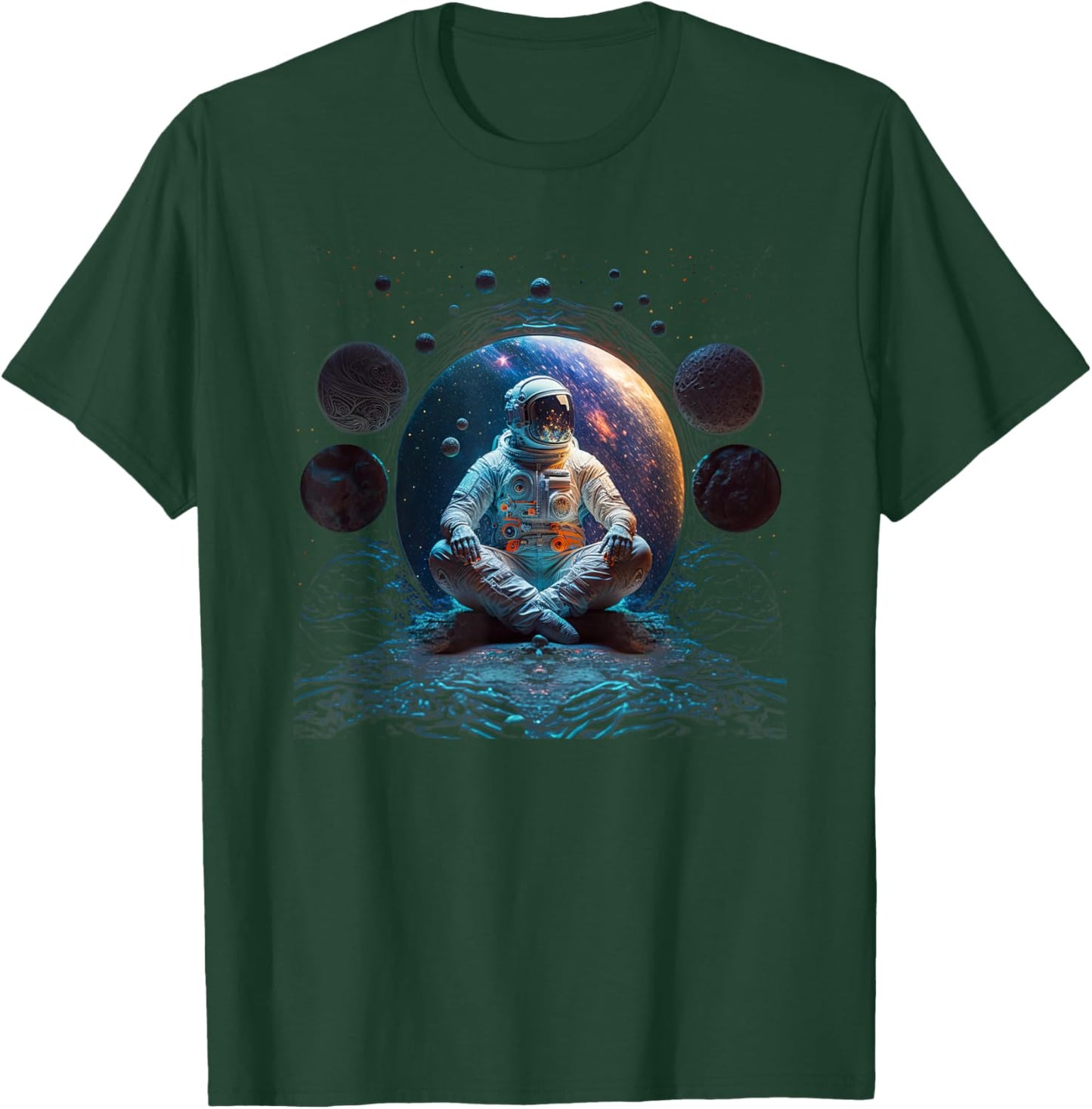 Meditating Astronaut Planets Meditation Astral Travel T-Shirt - T-Shirt | Forest