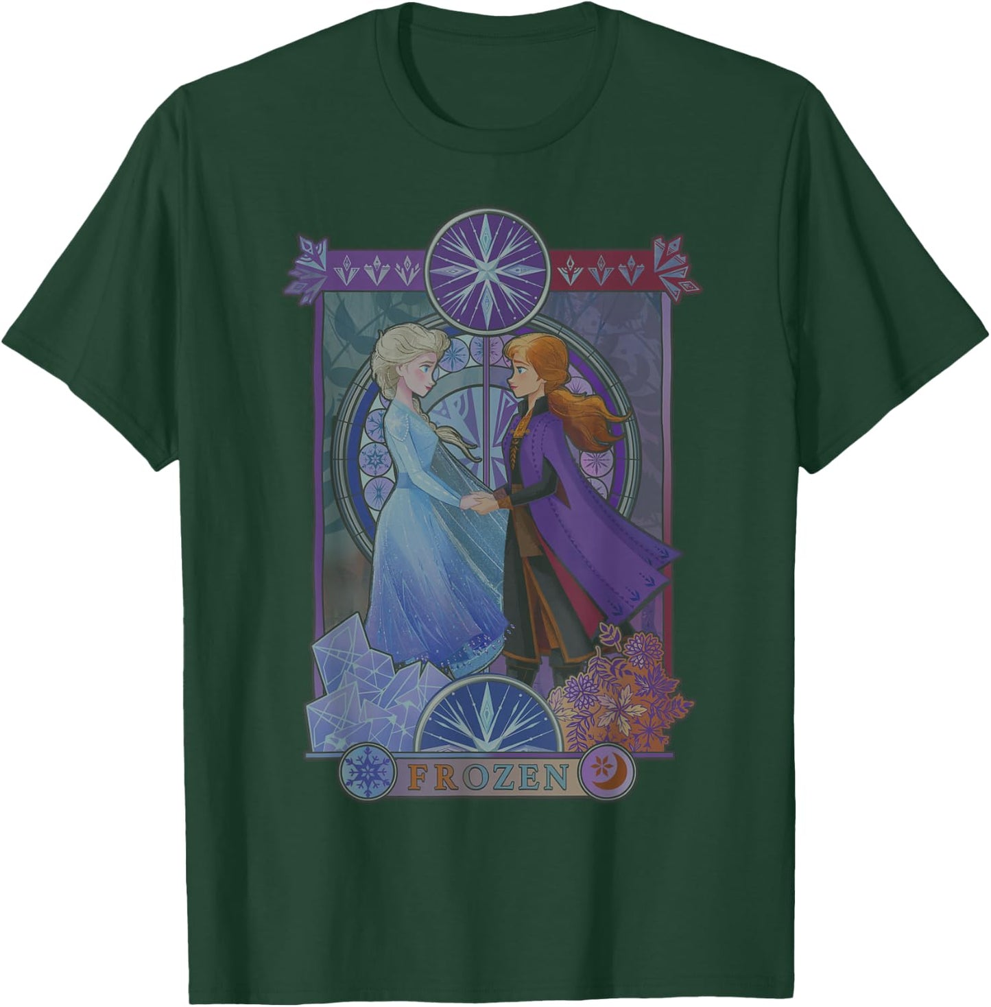 Disney Frozen 2 Elsa Anna Split Geometric Poster T-Shirt - T-Shirt | Forest