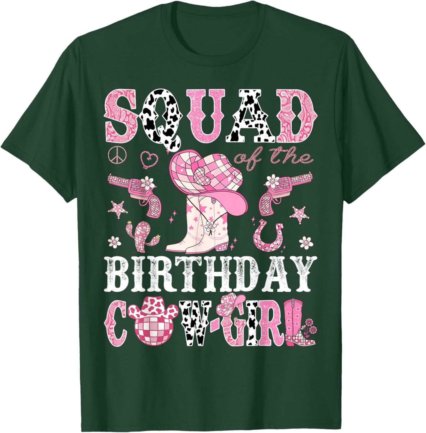 Squad Of The Birthday Cow-Girl Pink Disco Rodeo Western T-Shirt - T-Shirt | Forest