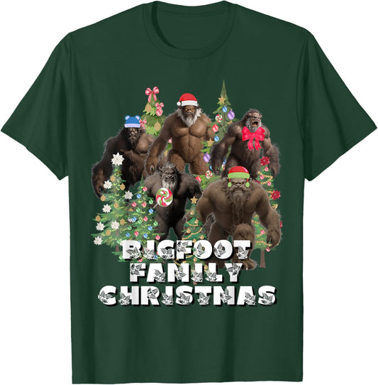 Bigfoot Family Christmas Funny Holiday Themed Gift T-Shirt - T-Shirt | Forest