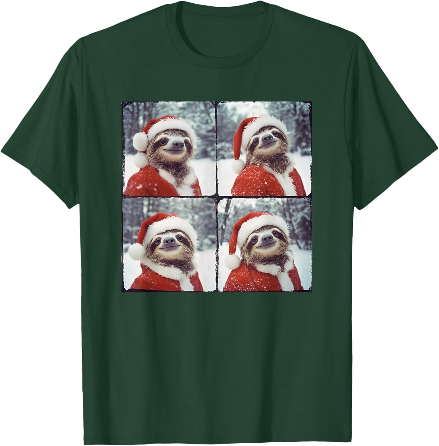 Sloth Santa Hat Funny Sloth Christmas T-Shirt - T-Shirt | Forest