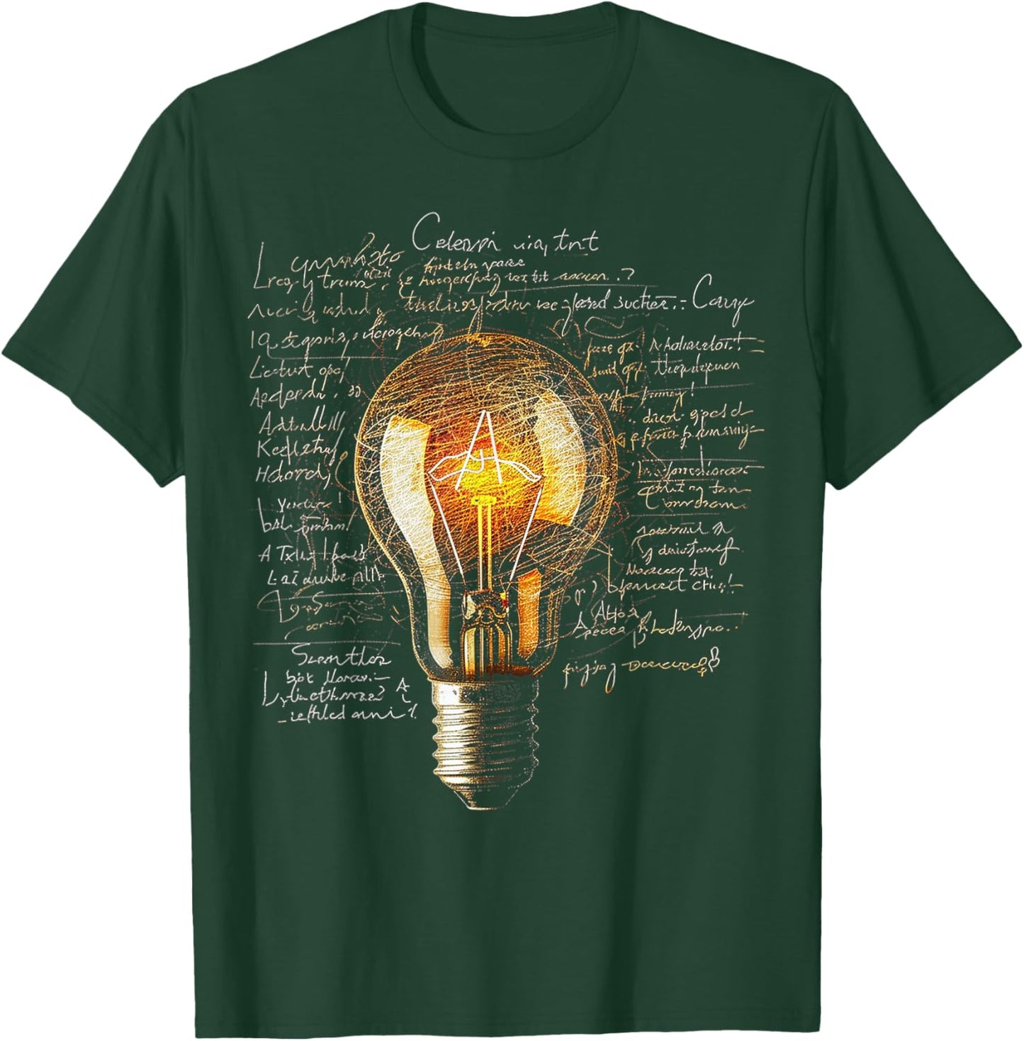 Light Bulb Text Drawing Abstract Art Graphic T-Shirt - T-Shirt | Forest