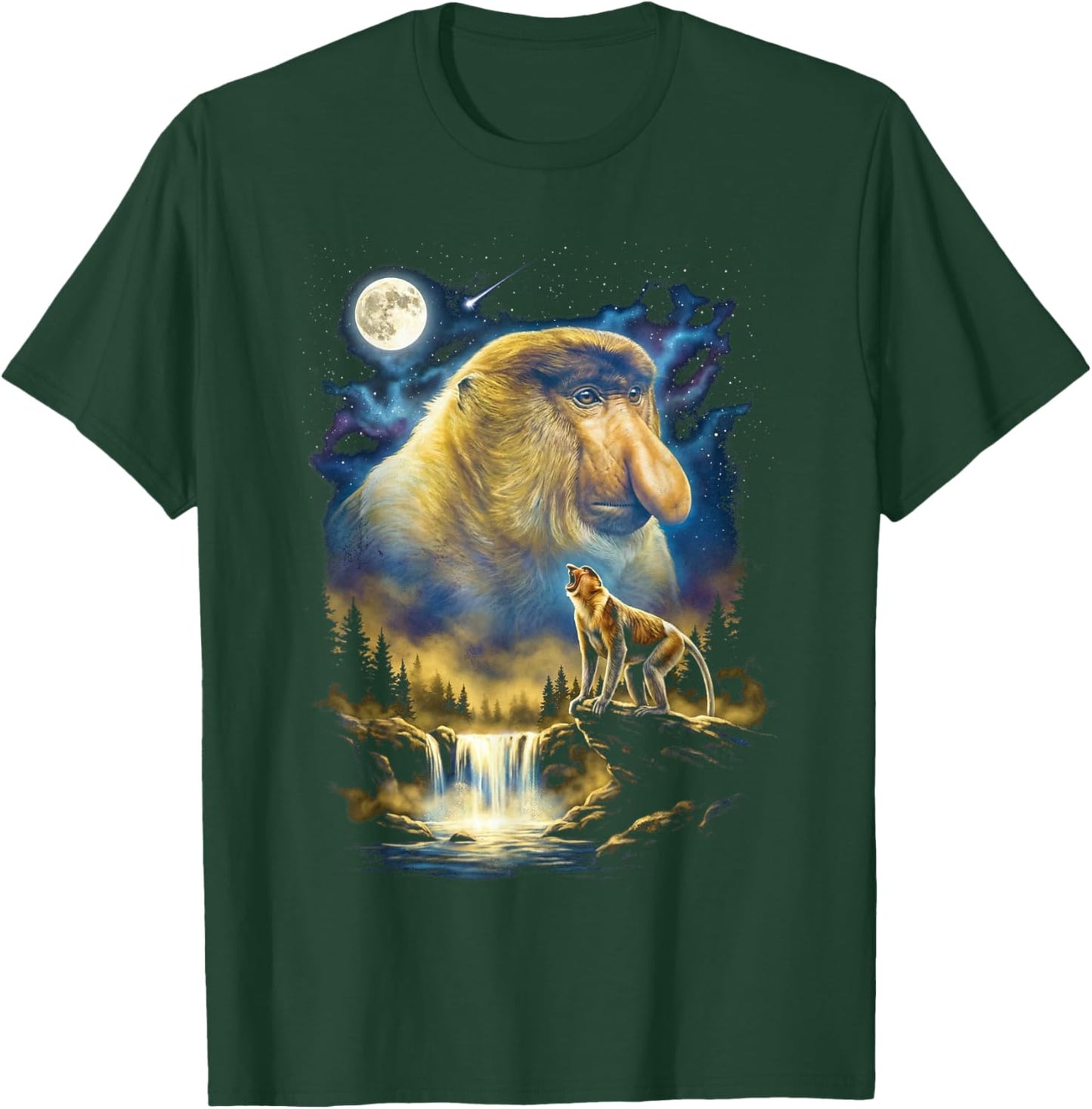 Monkey Howling to The Moon Meme Funny 90's Proboscis Monkey T-Shirt - T-Shirt | Forest