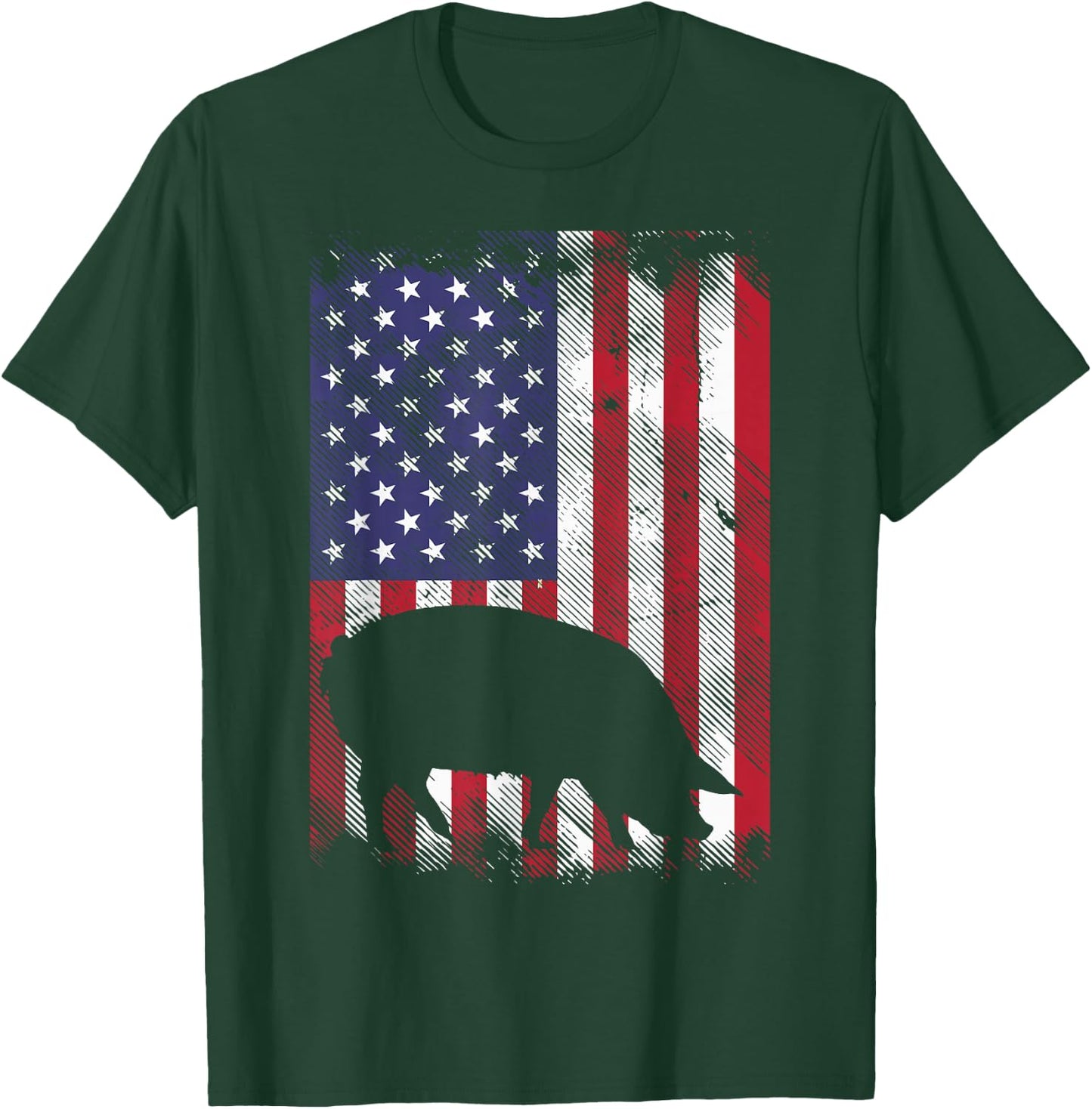 American Flag Pig Vintage Farm Animal Patriotic Farmer Gift Small T-Shirt - T-Shirt | Forest