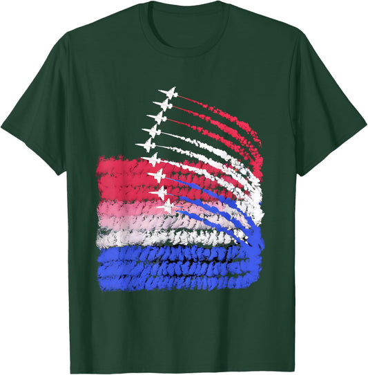 USA Flag Fighter Jets Patriotic Red Blue White 4th of July Women Kids Men T-Shirt - T-Shirt | Forest
