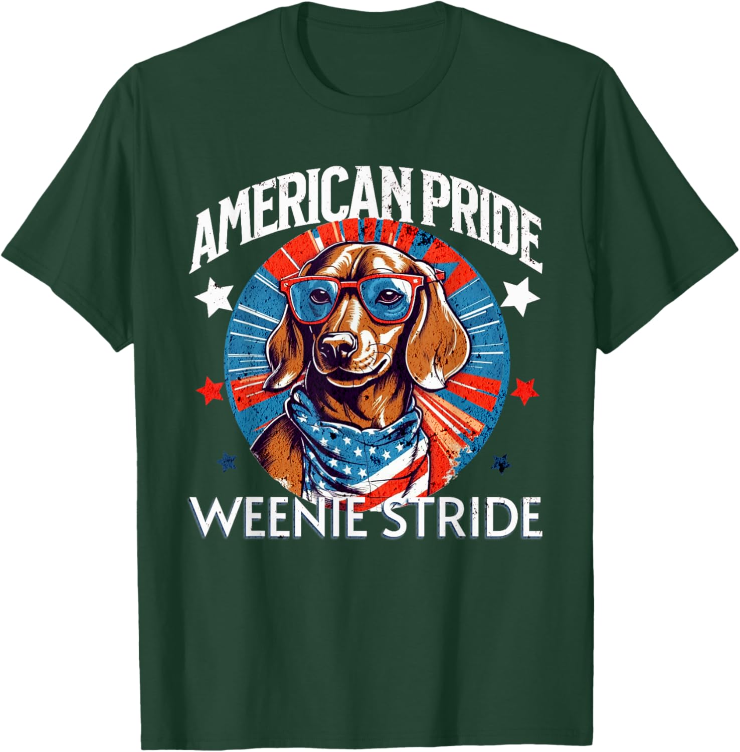 4th of July Funny Dachsund Weiner Dog Weenie USA America T-Shirt - T-Shirt | Forest