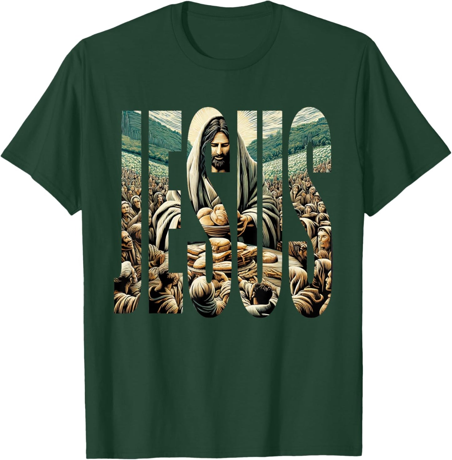 Jesus Miracle Feeding of Five Thousand People 5 + 2 T-Shirt - T-Shirt | Forest