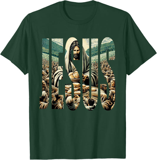 Jesus Miracle Feeding of Five Thousand People 5 + 2 T-Shirt - T-Shirt | Forest