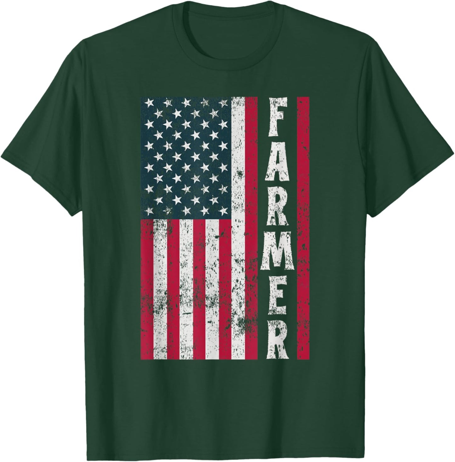 Farmer Farming American Flag USA Farm Patriotic T-Shirt - T-Shirt | Forest