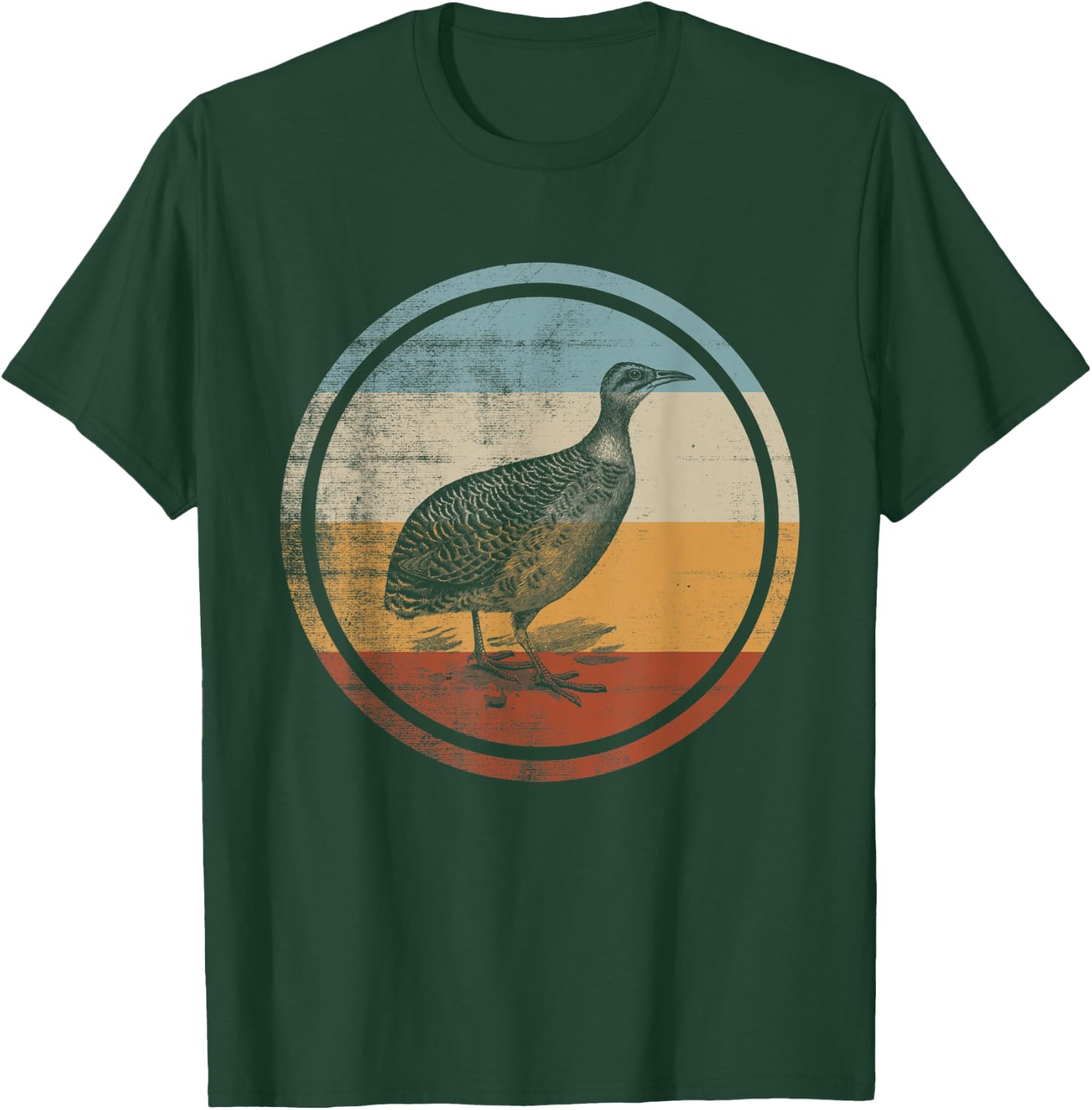 Retro Vintage Bird Design Red Winged Tinamou T-Shirt - T-Shirt | Forest