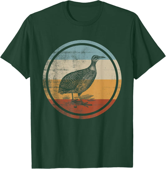 Retro Vintage Bird Design Red Winged Tinamou T-Shirt - T-Shirt | Forest