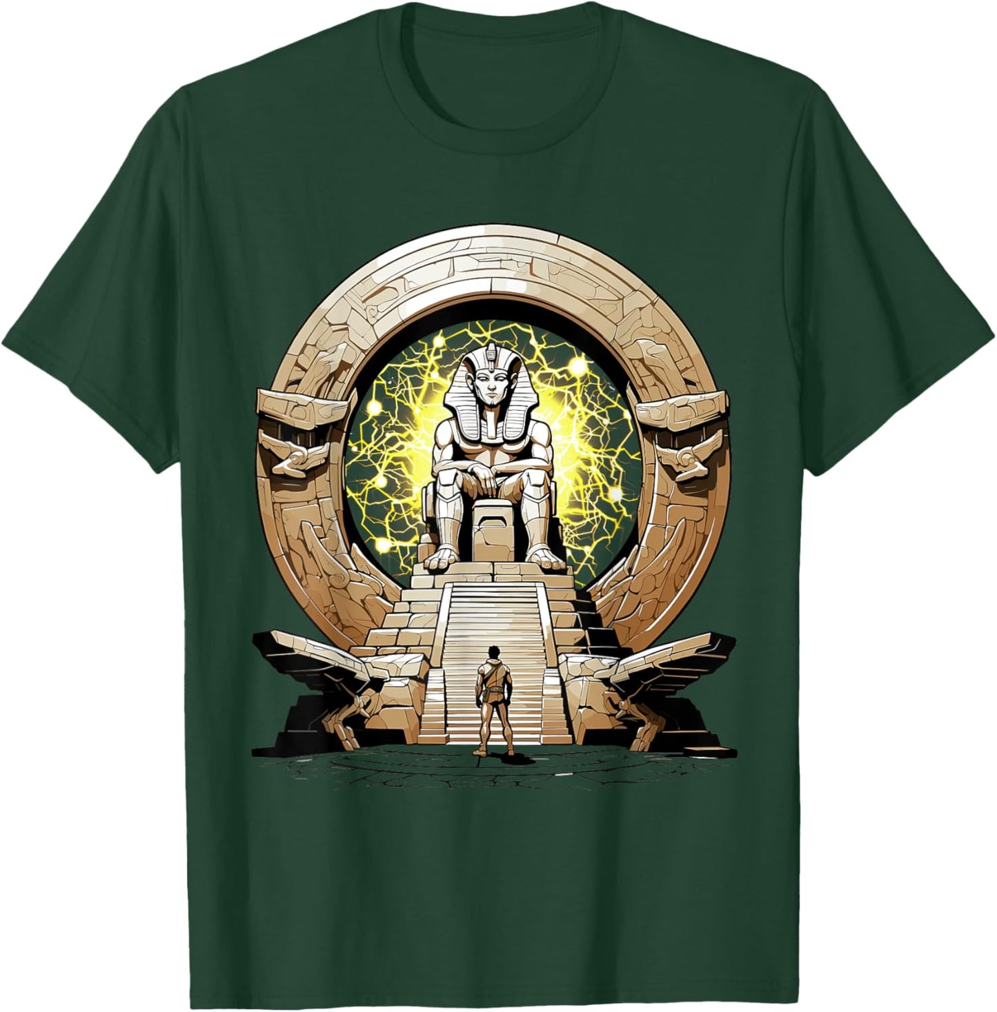 Ancient Deity Osiris stepping through a stargate portal T-Shirt - T-Shirt | Forest